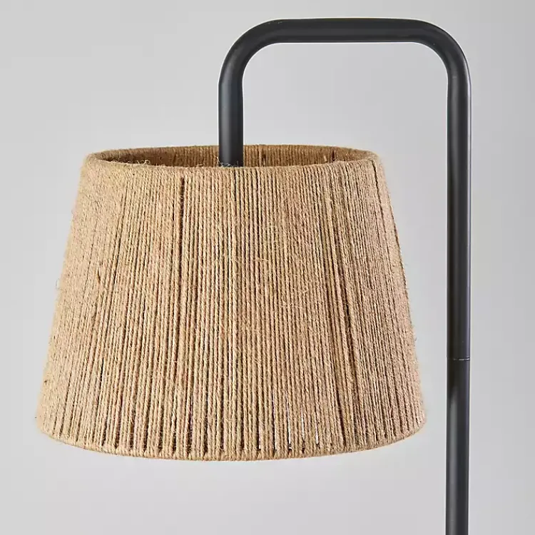 Floor Lamps-Kirklands Home Arched Rope Lampshade Floor Lamp Black