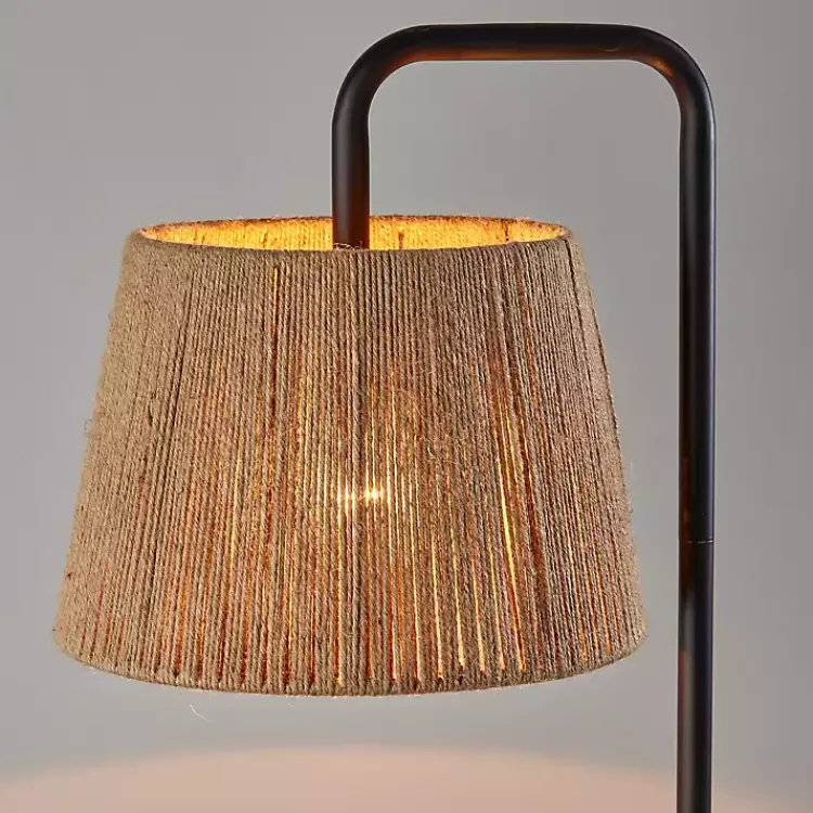 Floor Lamps-Kirklands Home Arched Rope Lampshade Floor Lamp Black