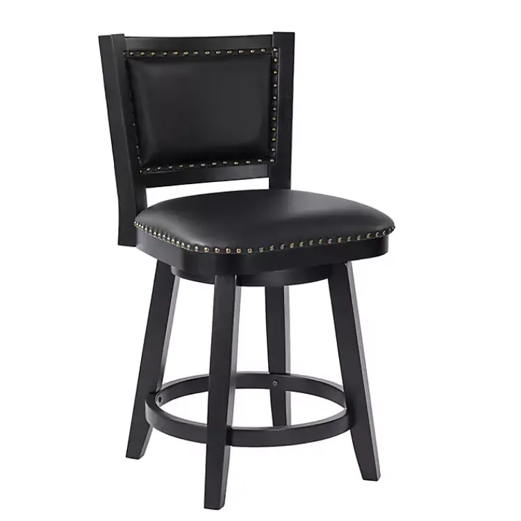 Bar Stools & Counter Height Stools-Kirklands Home Faux Leather Upholstered Counter Stool Black