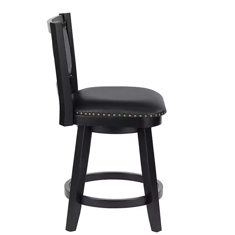 Bar Stools & Counter Height Stools-Kirklands Home Faux Leather Upholstered Counter Stool Black