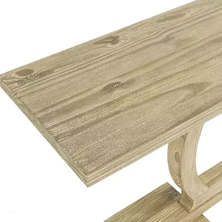 Console Tables-Kirklands Home Natural Barnwood Circular Pedestal Console Table Tan