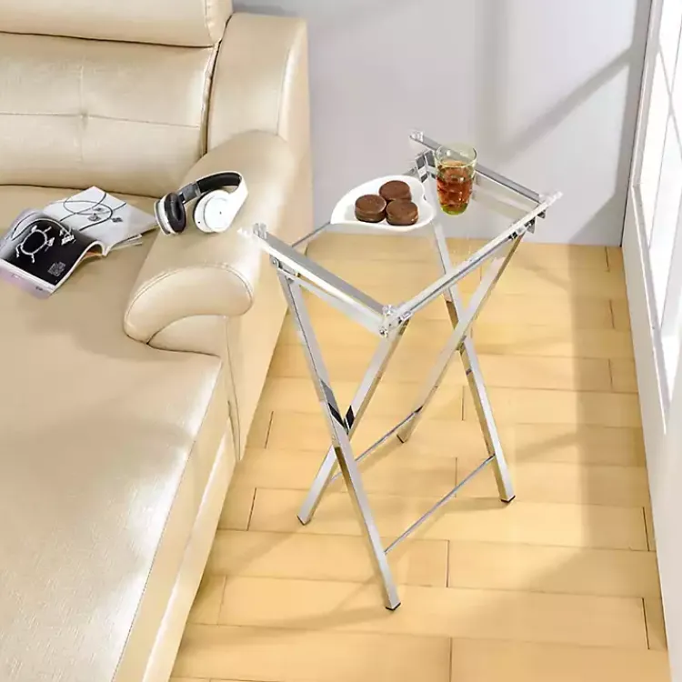 Accent & End Tables-Kirklands Home Acrylic Folding TV Tray Tables, Set of 2 Clear