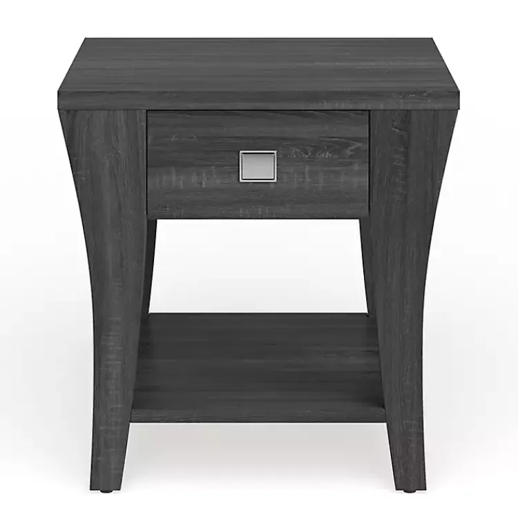 Accent & End Tables-Kirklands Home Charcoal Wood Single Drawer Side Table Gray