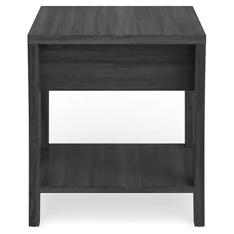 Accent & End Tables-Kirklands Home Charcoal Wood Single Drawer Side Table Gray
