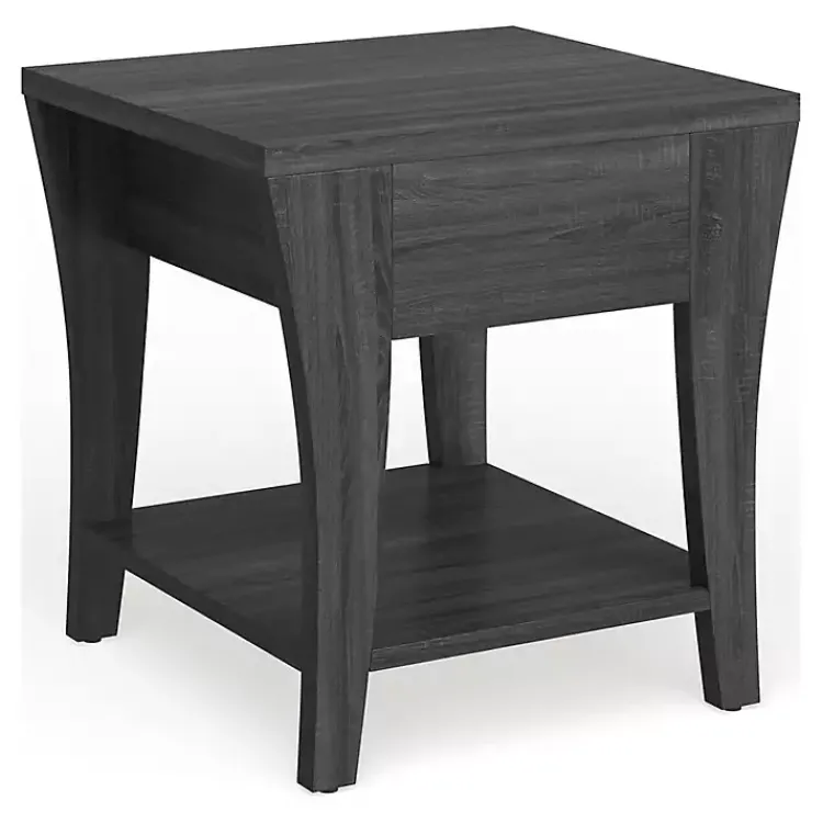 Accent & End Tables-Kirklands Home Charcoal Wood Single Drawer Side Table Gray