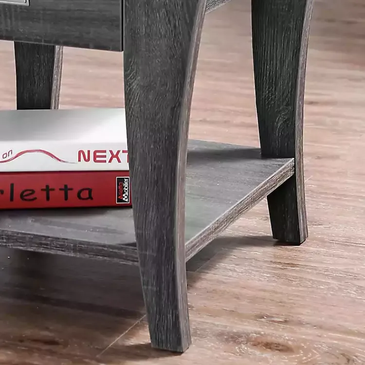 Accent & End Tables-Kirklands Home Charcoal Wood Single Drawer Side Table Gray