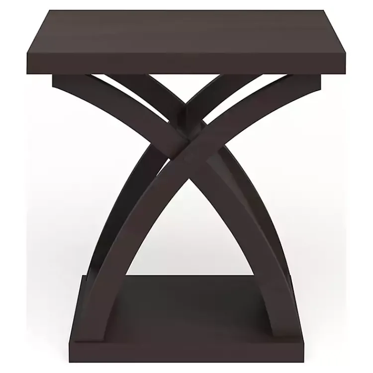 Accent & End Tables-Kirklands Home Espresso Wood X-Base Side Table Brown