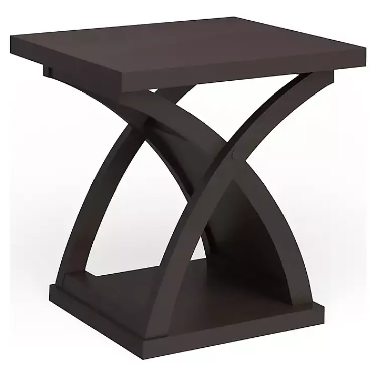 Accent & End Tables-Kirklands Home Espresso Wood X-Base Side Table Brown