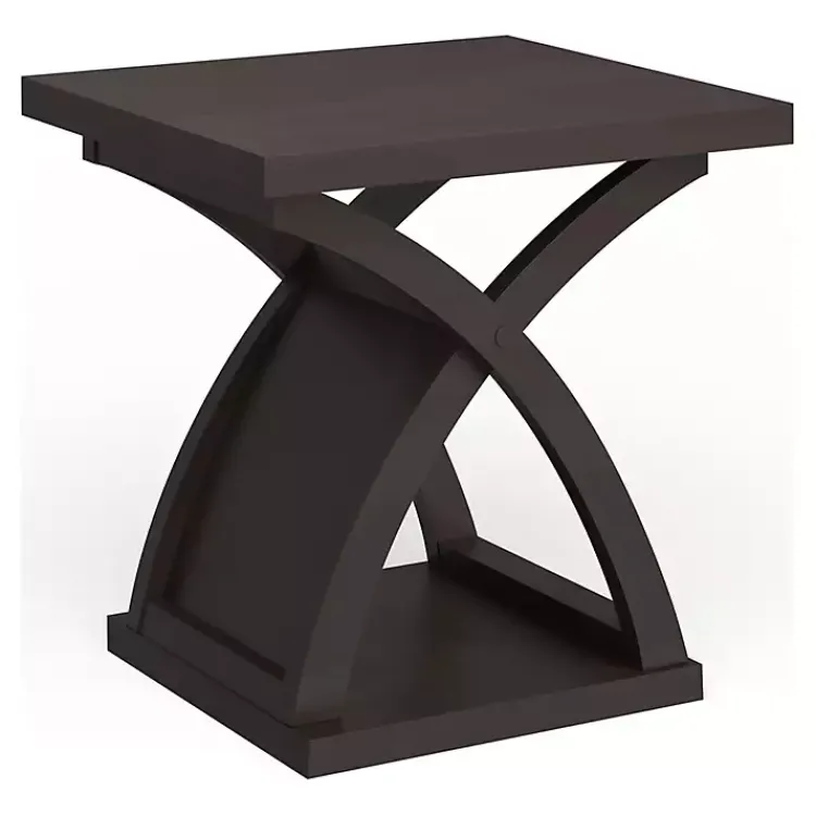 Accent & End Tables-Kirklands Home Espresso Wood X-Base Side Table Brown