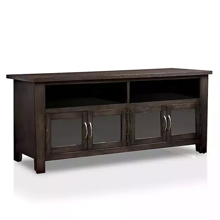 Tv Stands & Media Consoles-Kirklands Home Dark Wood 4-Door Media Cabinet Gray