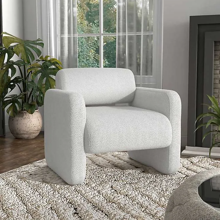 Accent Chairs-Kirklands Home Boucle Modern Accent Chair White