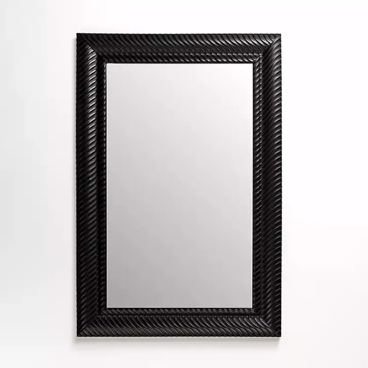 Decorative Mirrors-Kirklands Home Sloan Black Grooved Wall Mirror