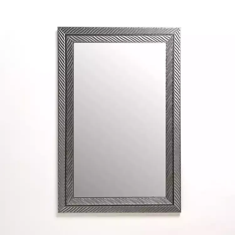 Decorative Mirrors-Kirklands Home Sloan Silver Grooved Wall Mirror