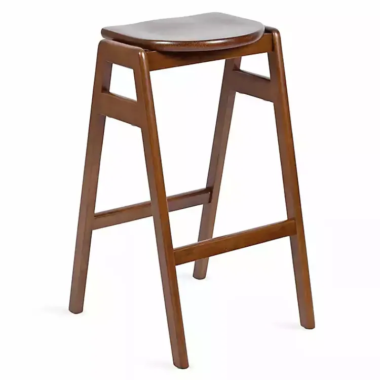 Bar Stools & Counter Height Stools-Kirklands Home Walnut Wood Backless Bar Stool Brown