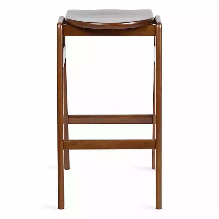 Bar Stools & Counter Height Stools-Kirklands Home Walnut Wood Backless Bar Stool Brown