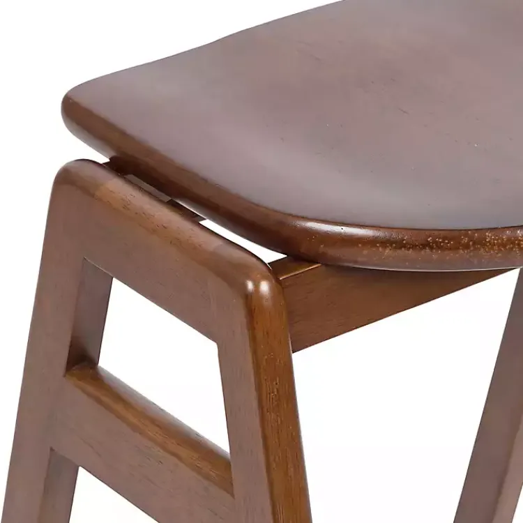 Bar Stools & Counter Height Stools-Kirklands Home Walnut Wood Backless Bar Stool Brown