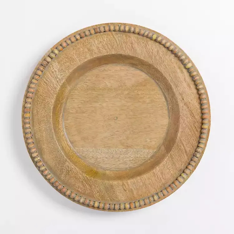 Serving & Entertaining-Kirklands Home Natural Beaded Wood Charger Tan