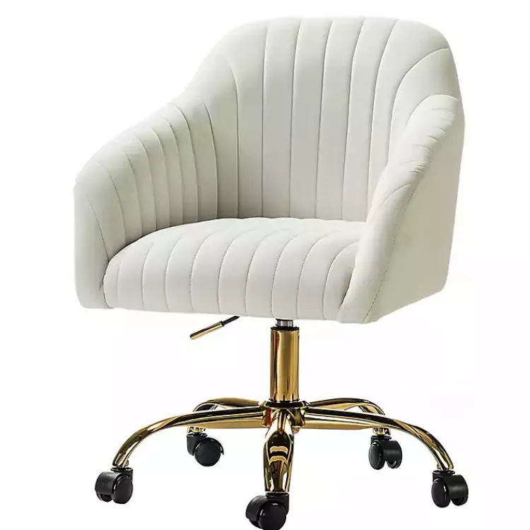 Office Furniture-Kirklands Home Velvet Swivel Jacyln Office Chair Ivory