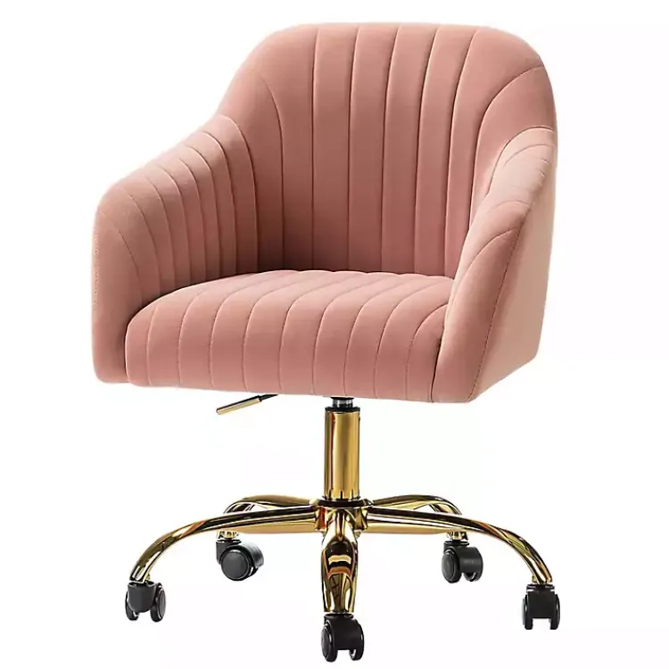 Office Furniture-Kirklands Home Velvet Swivel Jacyln Office Chair Pink