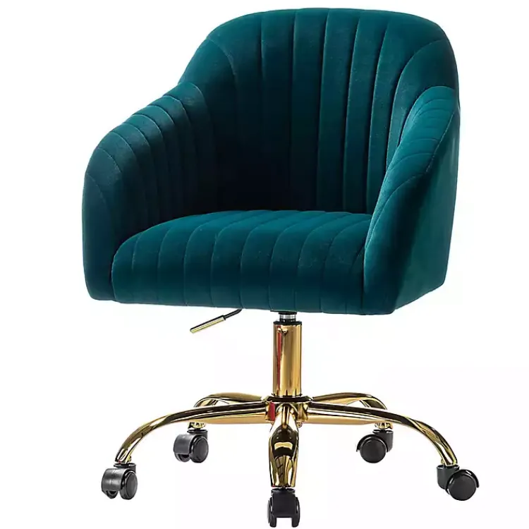 Office Furniture-Kirklands Home Teal Velvet Swivel Jacyln Office Chair Blue