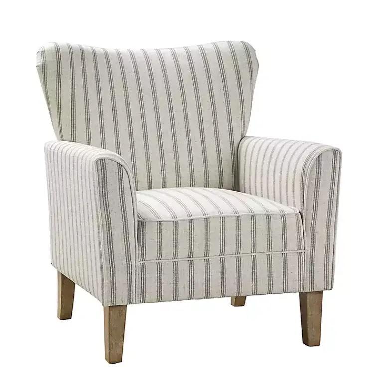 Accent Chairs-Kirklands Home Gustaf Gray Striped Armchair