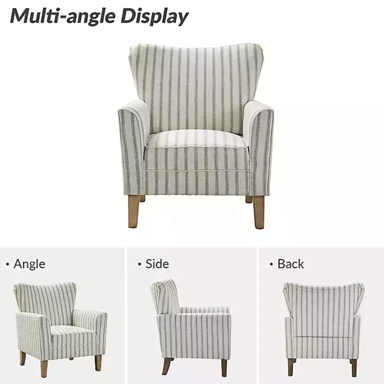 Accent Chairs-Kirklands Home Gustaf Gray Striped Armchair