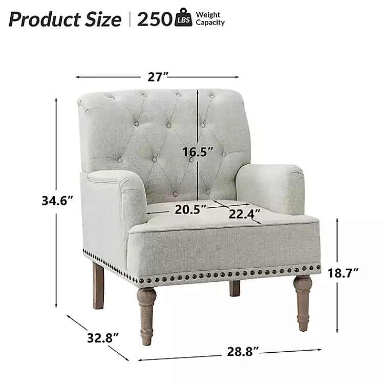Accent Chairs-Kirklands Home Tufted Britt Accent Chair Ivory