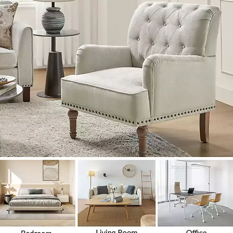 Accent Chairs-Kirklands Home Tufted Britt Accent Chair Ivory