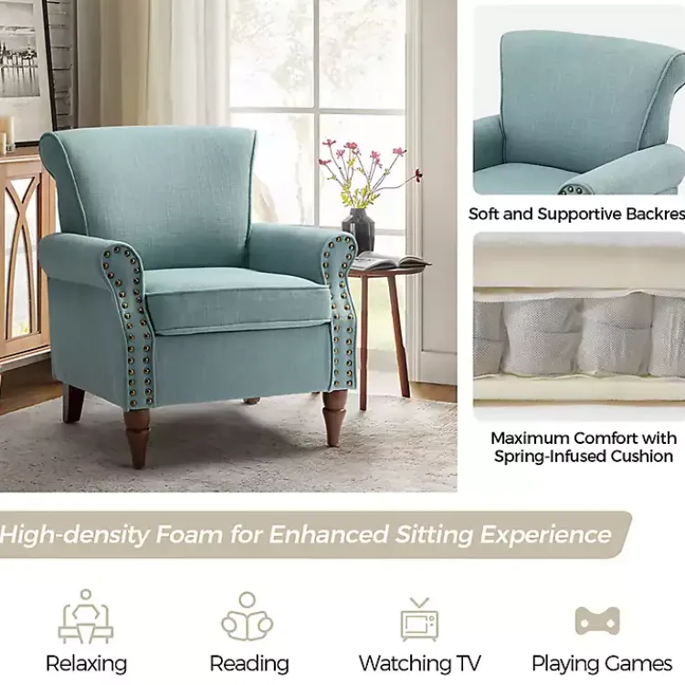 Accent Chairs-Kirklands Home Upholstered Henry Armchair Blue