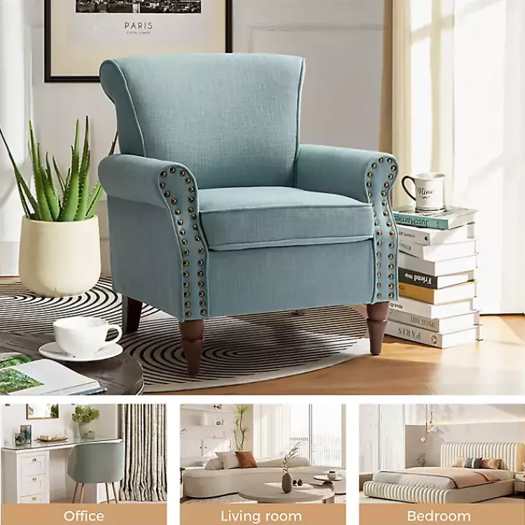 Accent Chairs-Kirklands Home Upholstered Henry Armchair Blue