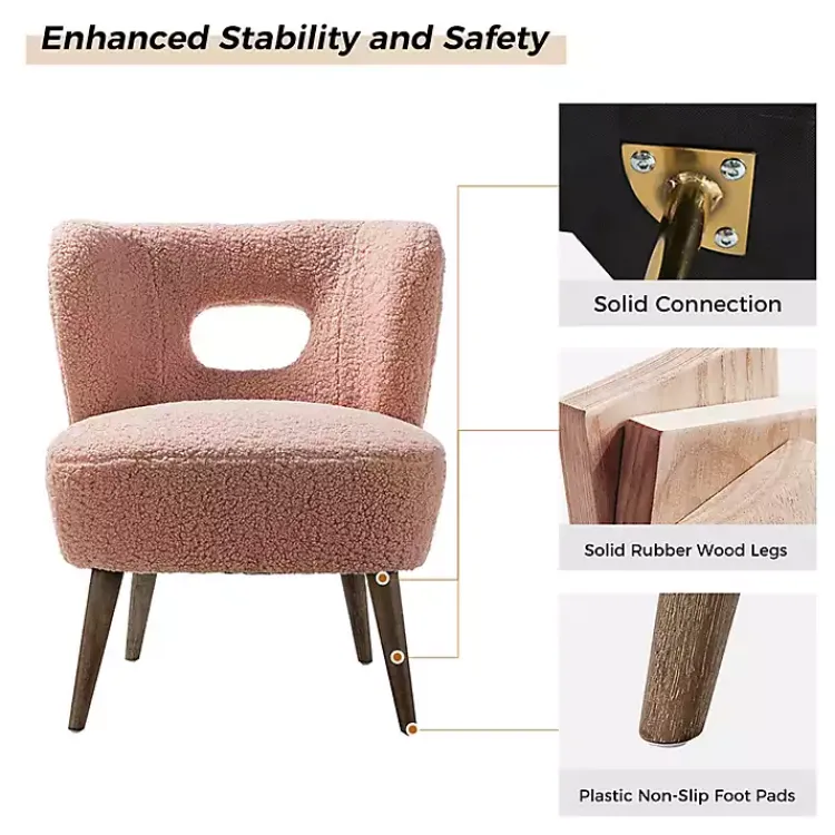 Accent Chairs-Kirklands Home Sherpa Barrel Accent Chair Pink