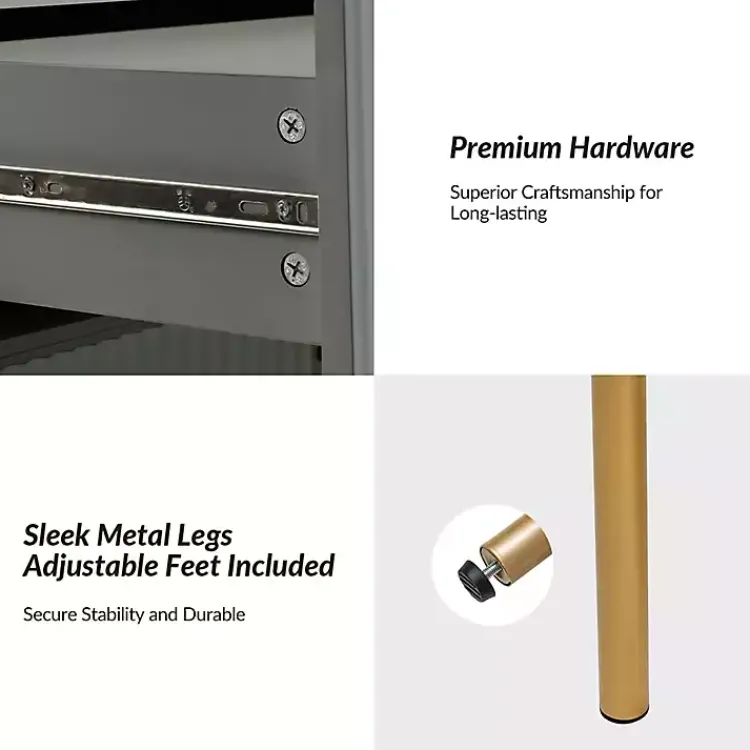 Nightstands-Kirklands Home and Gold Modern Ceandro Nightstand Gray