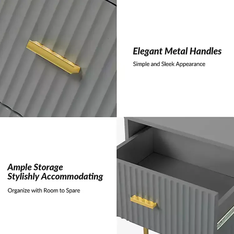 Nightstands-Kirklands Home and Gold Modern Ceandro Nightstand Gray