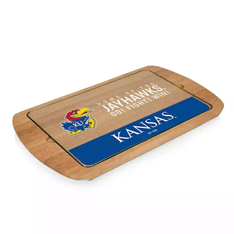 Serving & Entertaining-Kirklands Home Kansas Jayhawks Wood and Glass Serving Board