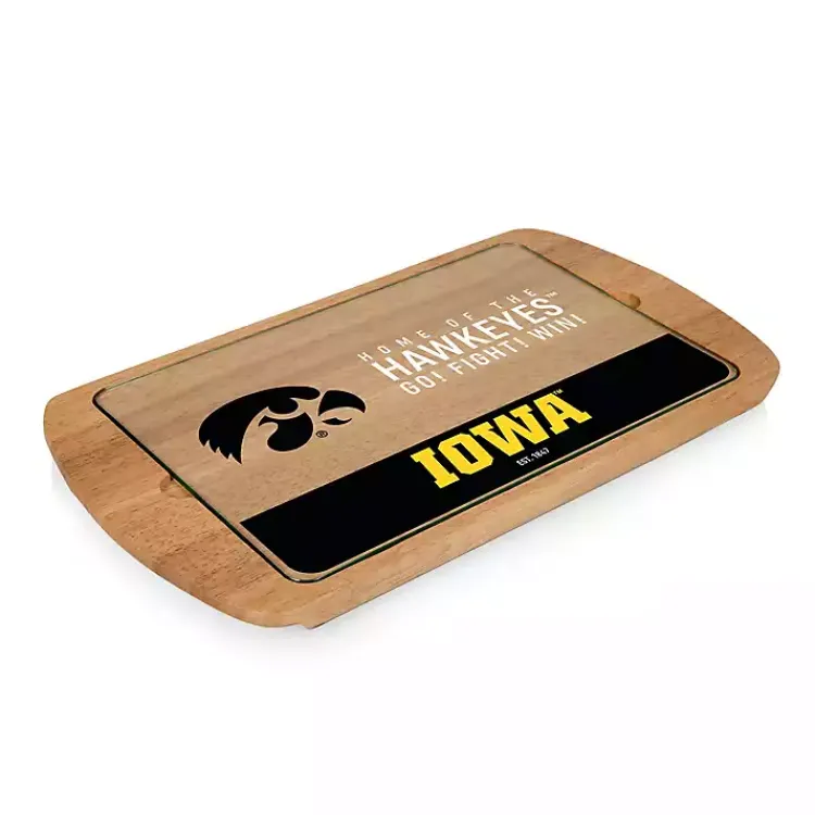 Serving & Entertaining-Kirklands Home Iowa Hawkeyes Wood and Glass Serving Board