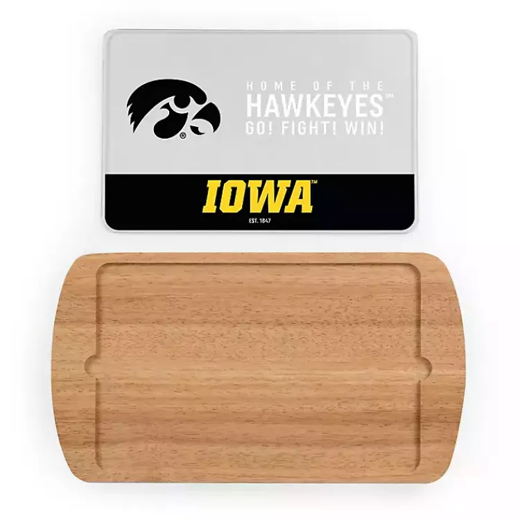 Serving & Entertaining-Kirklands Home Iowa Hawkeyes Wood and Glass Serving Board