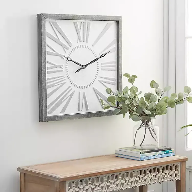 Clocks-Kirklands Home Square Galvanized Metal Wall Clock