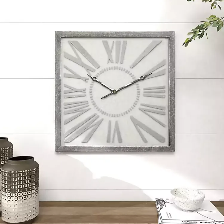 Clocks-Kirklands Home Square Galvanized Metal Wall Clock