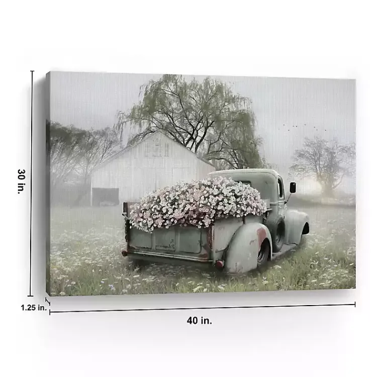Canvas Art-Kirklands Home Sage Flower Truck Canvas Art Print, 40x30 in.
