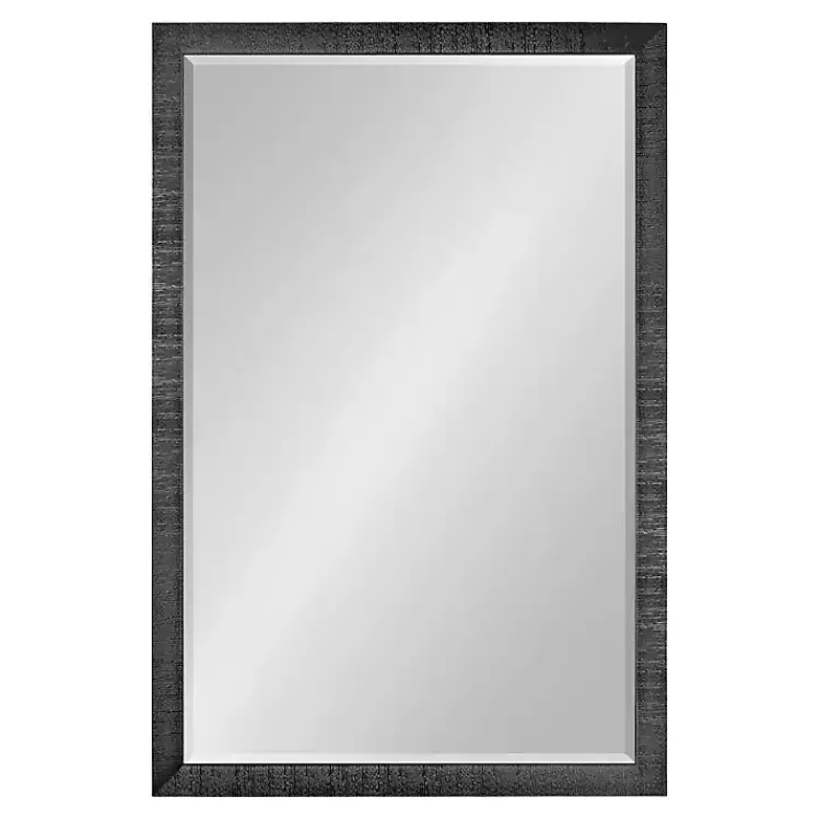 Decorative Mirrors-Kirklands Home Black Ribbed Renna Wall Mirror, 24x36 in.