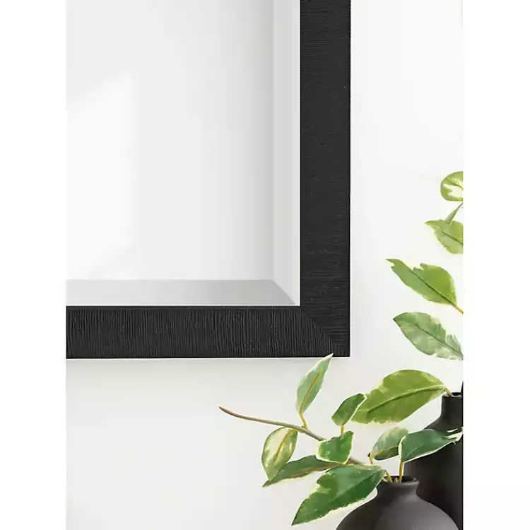 Decorative Mirrors-Kirklands Home Black Ribbed Renna Wall Mirror, 24x36 in.
