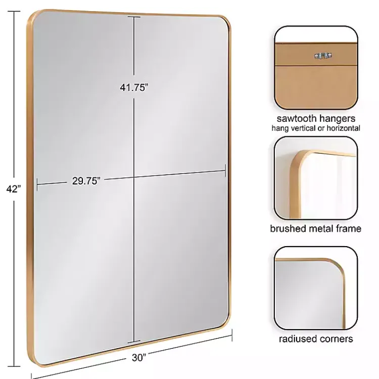 Decorative Mirrors-Kirklands Home Brushed Gold Sada Wall Mirror