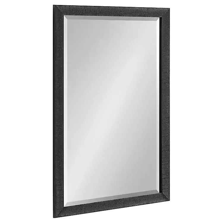 Decorative Mirrors-Kirklands Home Black Ribbed Renna Wall Mirror, 20x30 in.