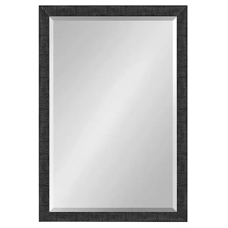 Decorative Mirrors-Kirklands Home Black Ribbed Renna Wall Mirror, 20x30 in.