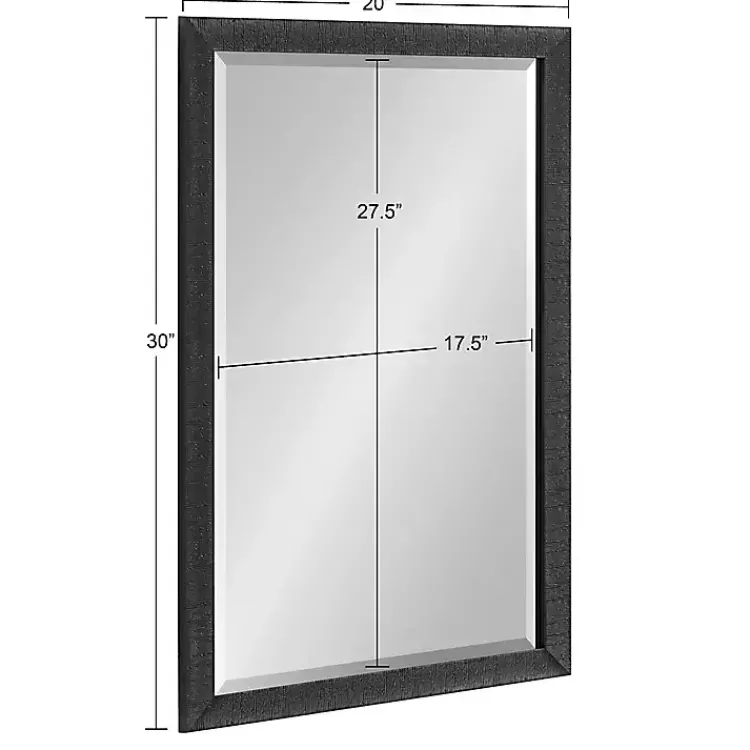 Decorative Mirrors-Kirklands Home Black Ribbed Renna Wall Mirror, 20x30 in.