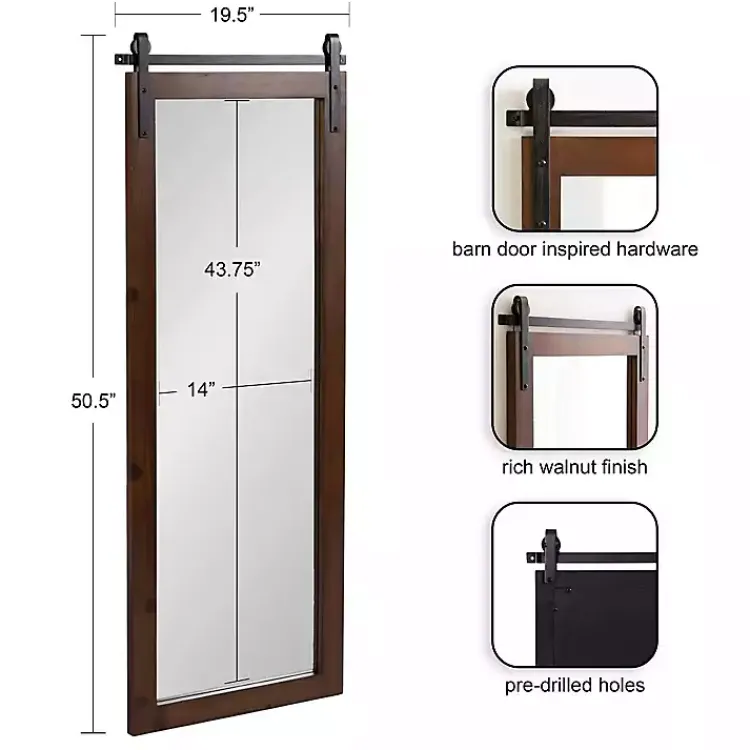 Decorative Mirrors-Kirklands Home Rustic Walnut Barn Door Wall Mirror