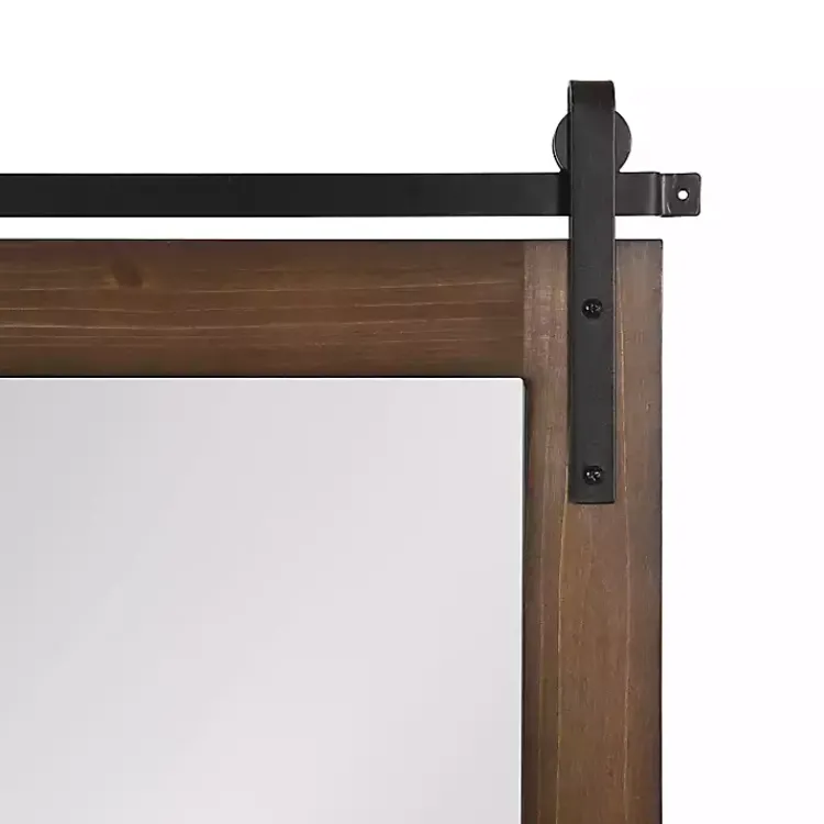 Decorative Mirrors-Kirklands Home Rustic Walnut Barn Door Wall Mirror