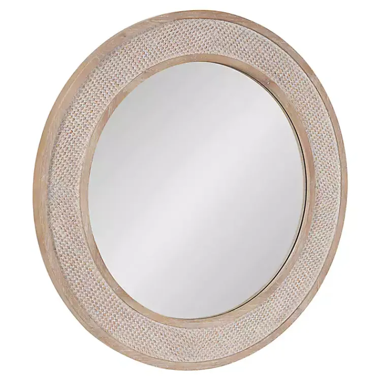 Decorative Mirrors-Kirklands Home Round Natural Rattan Wall Mirror