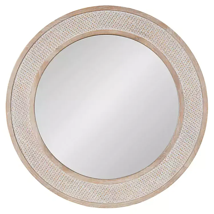 Decorative Mirrors-Kirklands Home Round Natural Rattan Wall Mirror