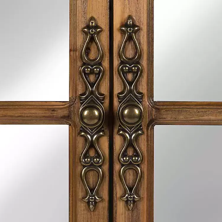 Decorative Mirrors-Kirklands Home Natural Arched Pane Doors Wall Mirror